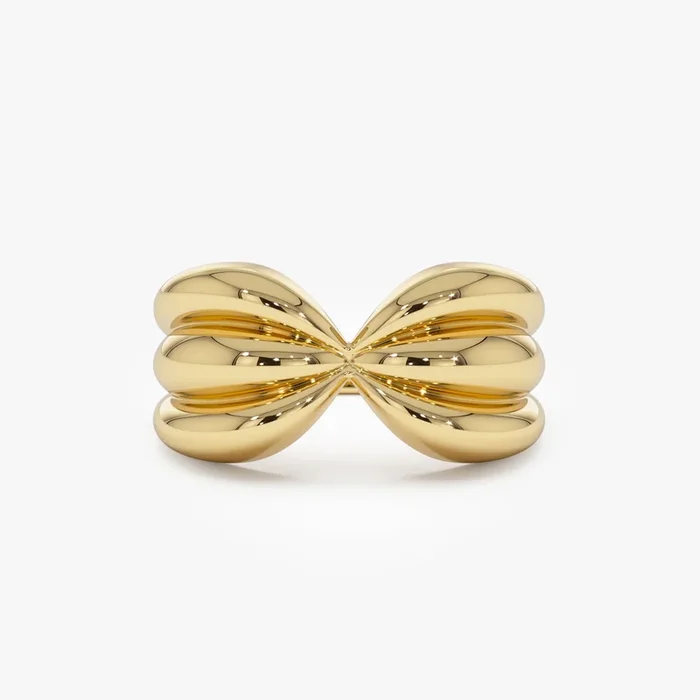 14Kt Bold 10mm Sculpted Dome Ring