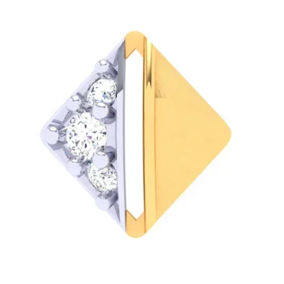 14KT Diamond Shape With Three Yellow Stones Gold Nosepin From Online Exclusive