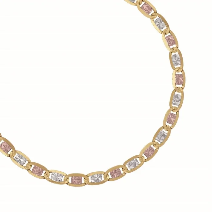 14KT Gold Tri-Color 24-inch 2.75MM Valentino Chain