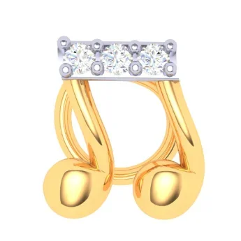 14KT Musical Note Gold Nosepin With Three Stones From Online Exclusive