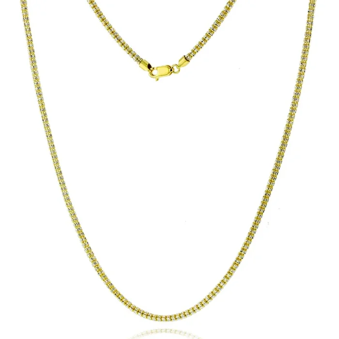 14KT White and Yellow Gold 24-inch 3.5MM Diamond-cut Chain