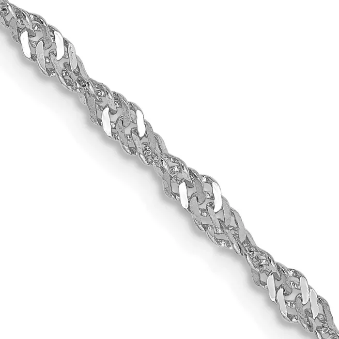 14KT White Gold 16-inch 2MM Diamond-cut Lobster Clasp Singapore Chain
