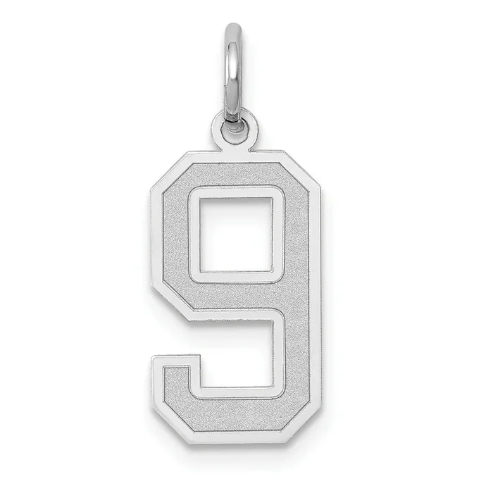 14KT White Gold 21X8MM Number 9 Pendant-Chain Not Included