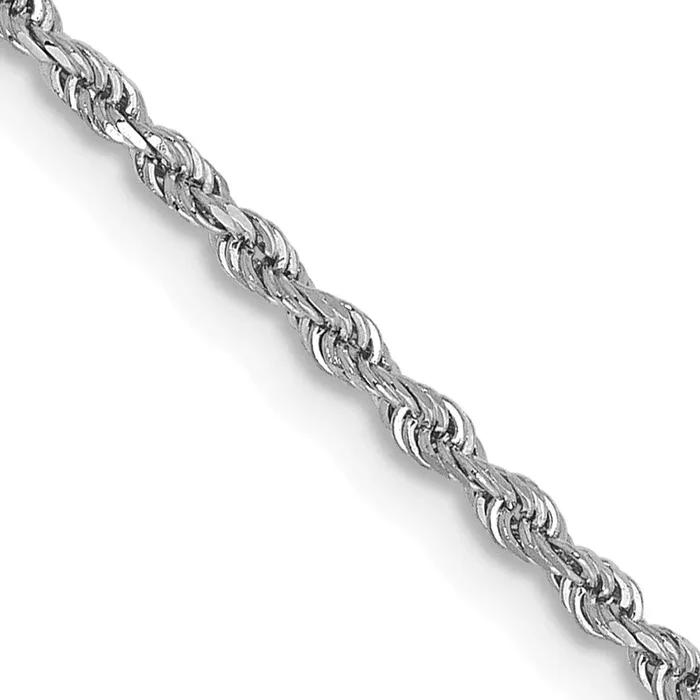 14KT White Gold 24-inch 1.5MM Diamond-cut Lobster Clasp Rope Chain