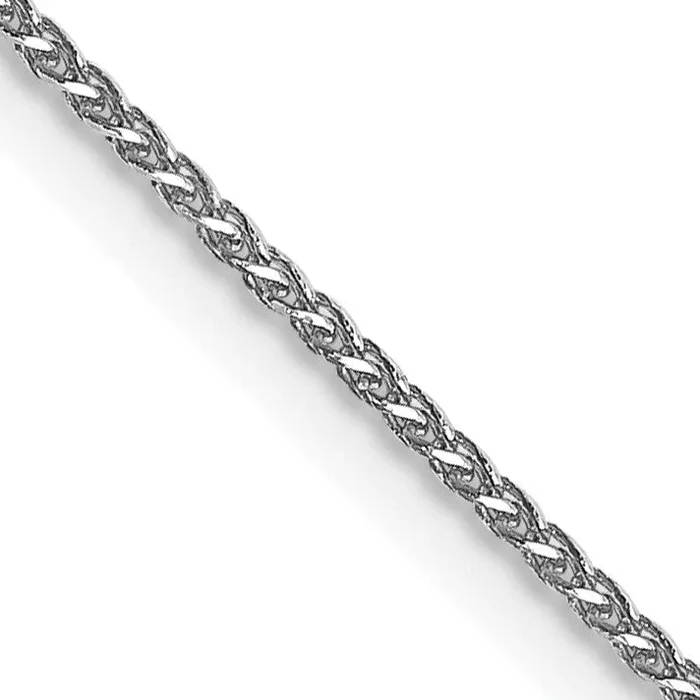 14KT White Gold 24-inch 1MM Diamond-cut Lobster Clasp Spiga Link Pendant Chain