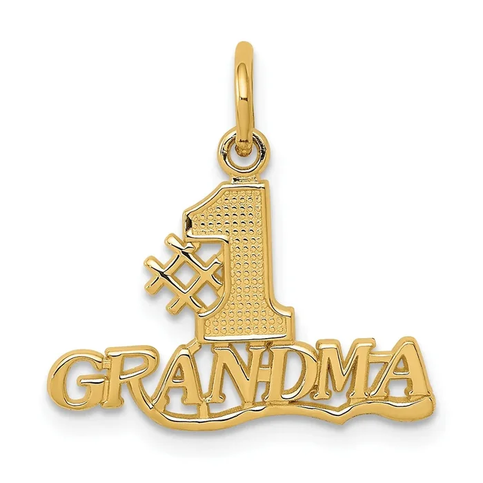 14KT Yellow Gold 19X18MM #1 Grandma Pendant. Chain Not Included
