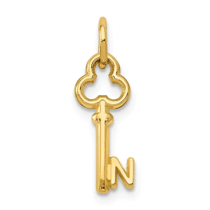 14KT Yellow Gold 19X4MM Key Initial Pendant; Initial N. Chain not Included