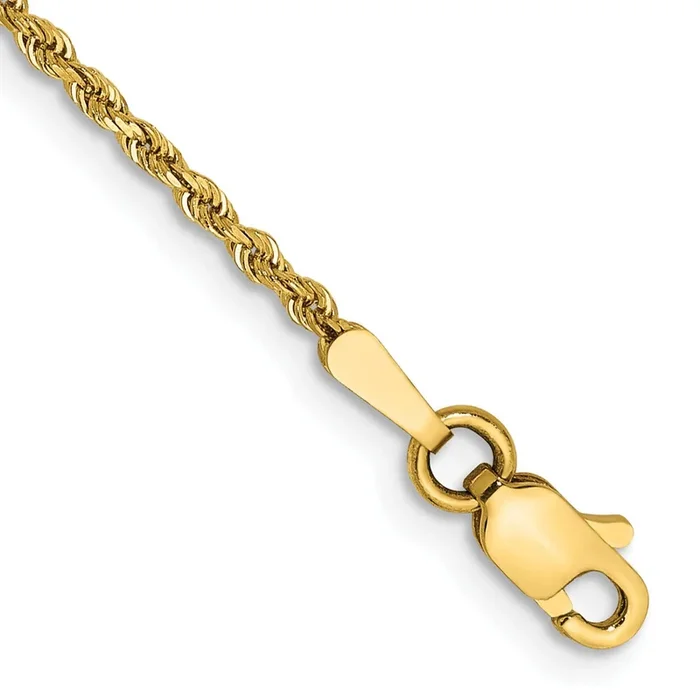 14KT Yellow Gold 6-inch 1.5MM Diamond-cut Lobster Clasp Rope Bracelet