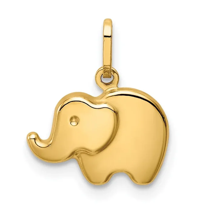 14KT Yellow Gold Childrens Elephant Pendant. Chain Not Included