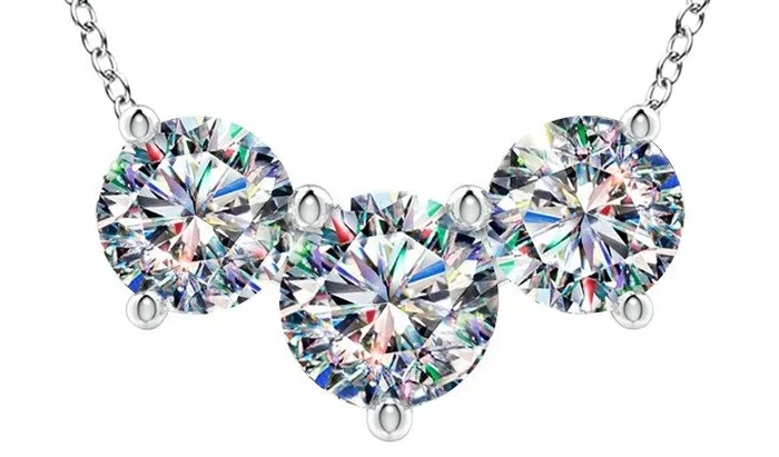 14KWG 1.00CTW FOF DIA 3STONE NECKLACE