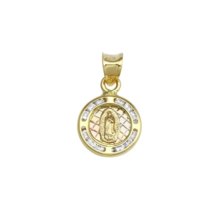 14P00002. – 14 Karat Yellow Gold CZ Disc Guadalupe Pendant