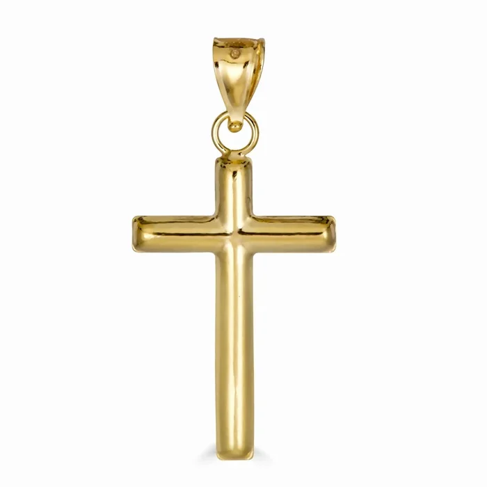 14P00040 – 14 Karat Yellow Gold Hollow Tube Crucifix Pendant