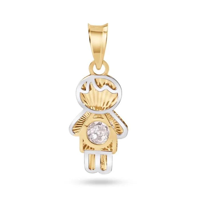 14P00121. – 14 Karat Yellow Boy Clear CZ Pendant