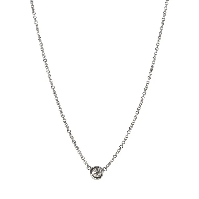 .15ctw Diamond Solitaire Bezel 14K White Gold Necklace