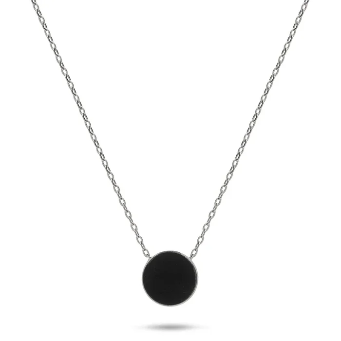16-18″ Adjustable Eclipse Flipside Black Coral & Mother of Pearl Necklace in White Gold – 9mm