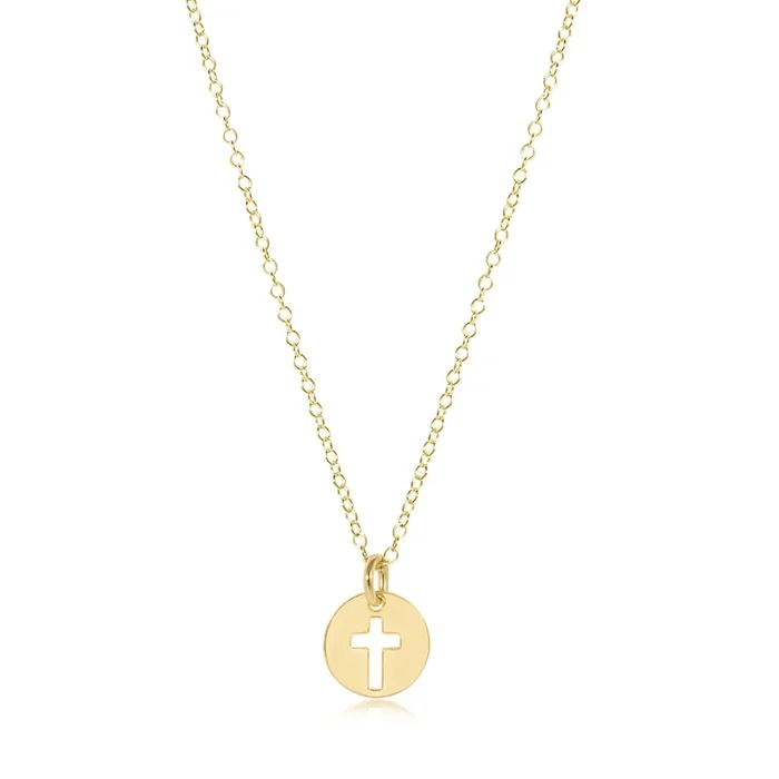 16″ Necklace Gold – Blessed Small Gold Disc