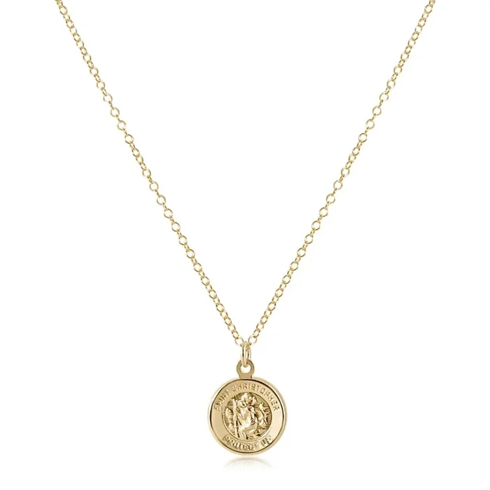 16″ Necklace Gold – Protection Gold Disc