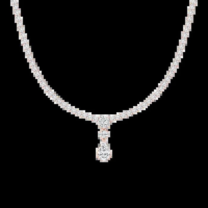 17 ctw Multi-Shape Lab Grown Diamond Three Stone Drop Tennis Necklace – 18 Inches – Signature Collection