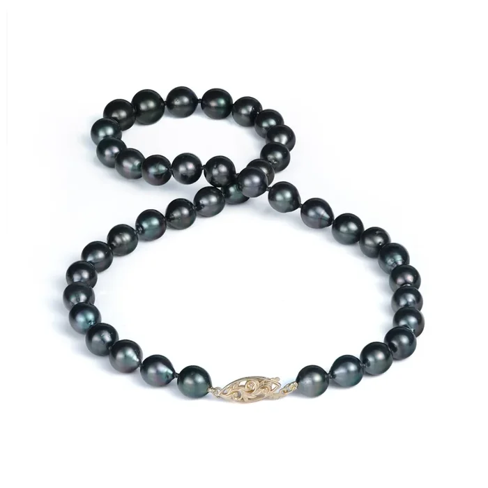 18-20″ Tahitian Black Pearl Strand with Gold Clasp – 8-11mm