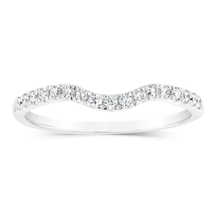 18ct White Gold ‘Carina’ Contour Ring With 0.2 Carats Of Diamonds