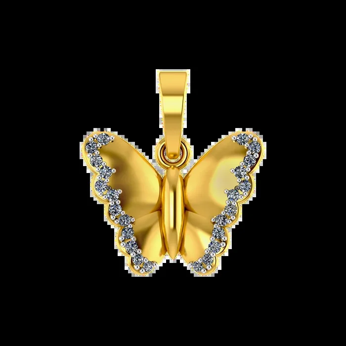 18k Butterfly Diamond Gold Pendant