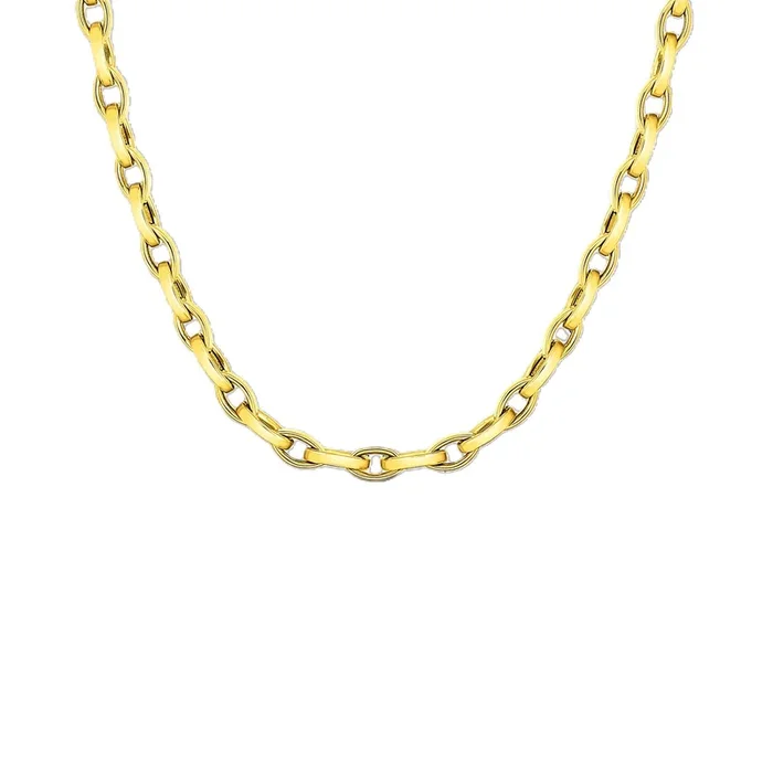 18K DESIGNER GOLD ALMOND LINK 17 INCH CHAIN
