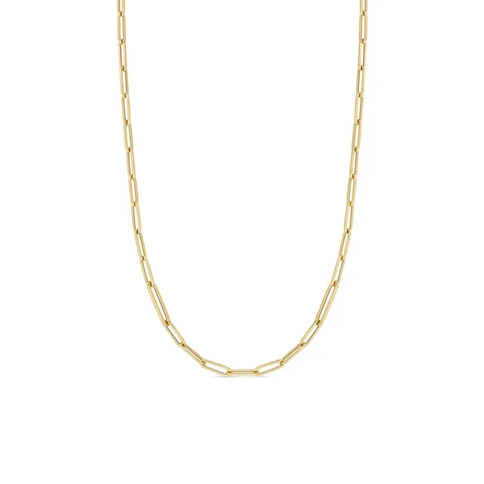 18K DESIGNER GOLD ALTERNATING SIZE PAPERCLIP LINK 17 INCH CHAIN