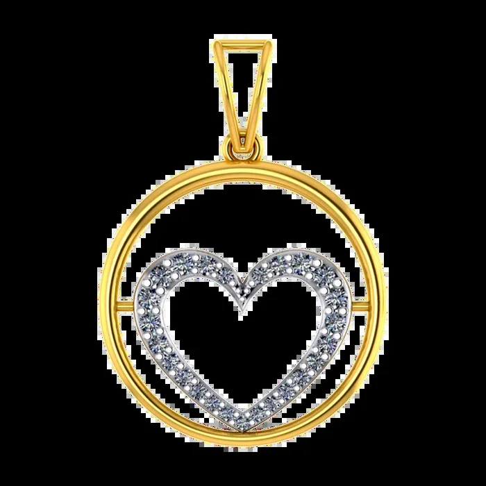 18k Diamond Pendant With Diamond-studded Heart In The Centre Of A Circle