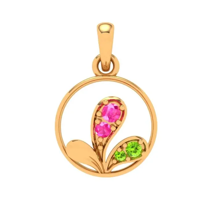 18k Gemstone Studded Adorable Gold Pendant For You