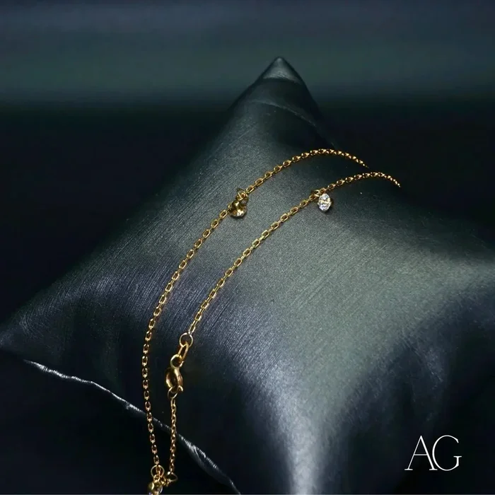 18k gold anklet with zirconias