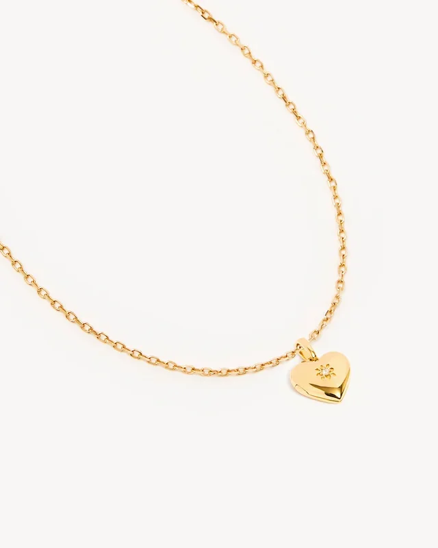 18k Gold Vermeil 18″ Small Heart Lotus Locket Necklace