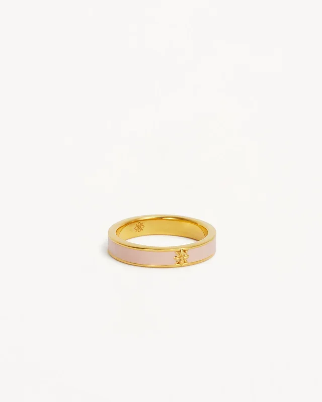 18k Gold Vermeil Born to Bloom Enamel Ring – Rose Quartz