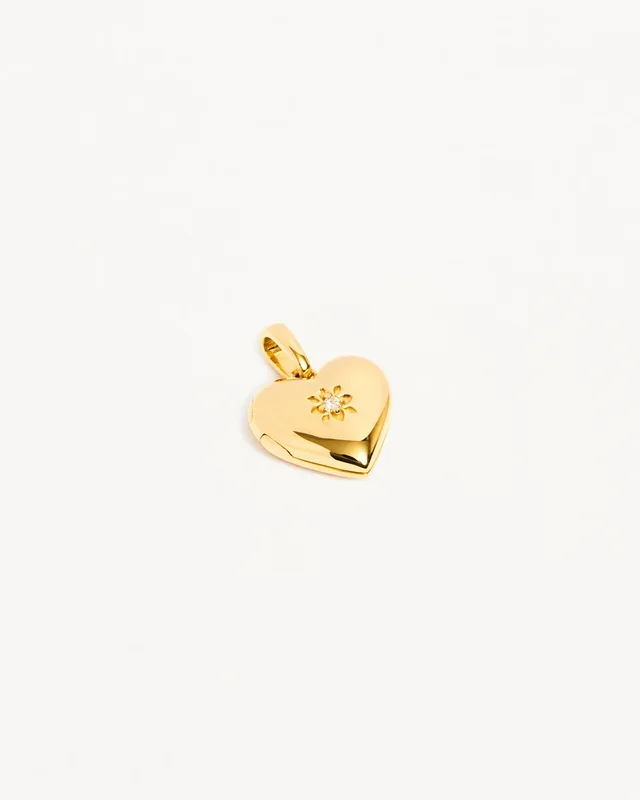 18k Gold Vermeil Heart Lotus Locket Pendant