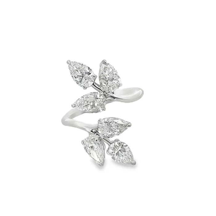 18K White Gold Diamond Bypass Ring