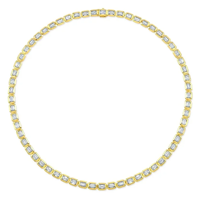 18K Yellow Gold 13.22 Carat Emerald-Cut Diamond Buttercup Necklace 15.75″