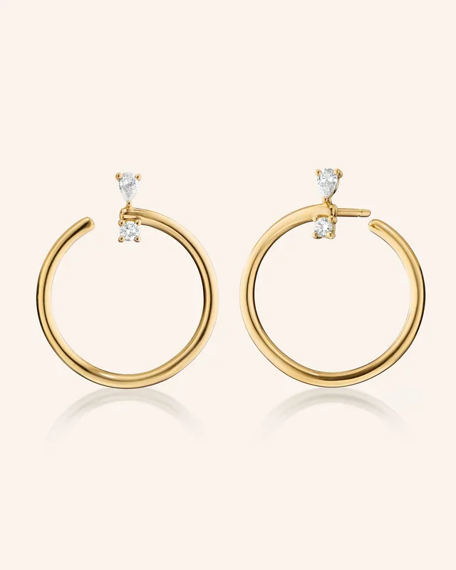 18K Yellow Gold Large “Galaxy Wrap Hoop” Earrings with Diamonds