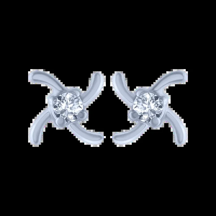 18KT (750) White Gold And Diamond Stud Earrings For Women