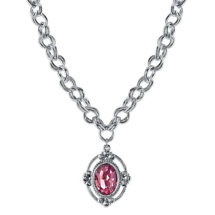 1928 Jewelry Austrian Crystal Pendant Necklace 16″ + 3″ Extender