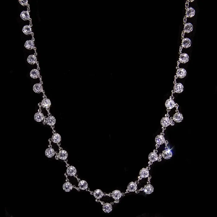 1928 Jewelry Brilliant Vintage Austrian Crystal Collar Necklace 15″
