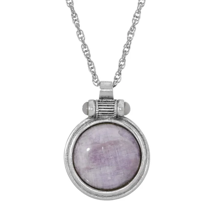 1928 Jewelry Cabochon Round Gemstone Pendant Necklace 28″