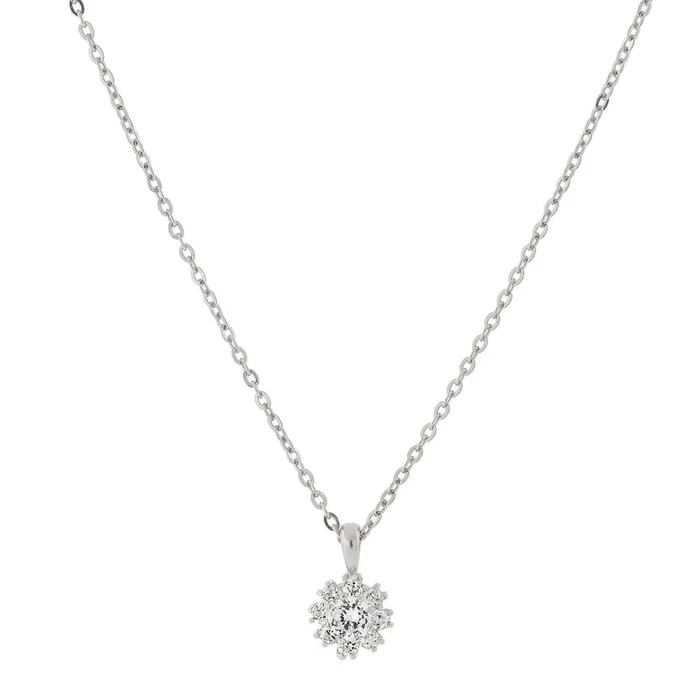 1928 Jewelry Cubic Zirconia Flower Setting Pendant Necklace 16″ + 3″ Extender