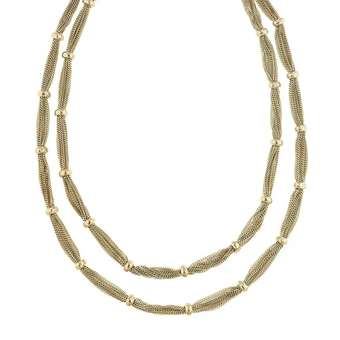 1928 Jewelry Double Strand Station Chain Necklace 16.5″