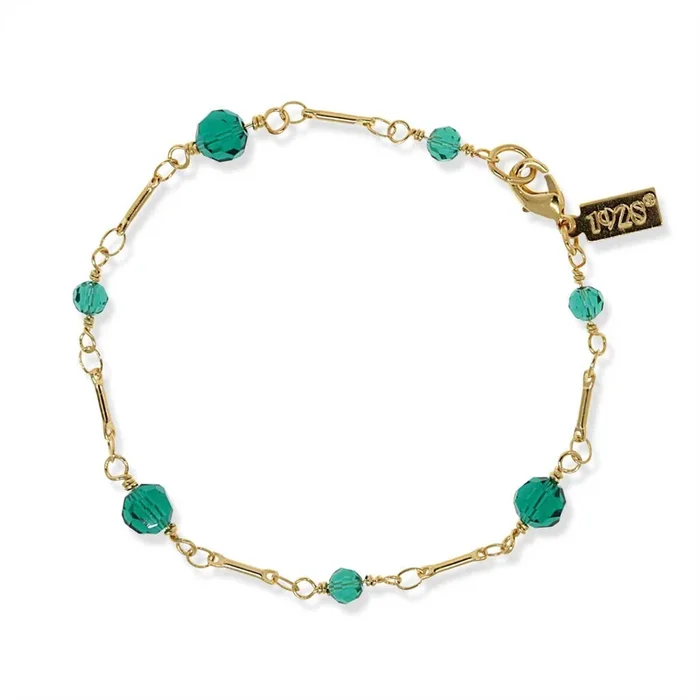 1928 Jewelry Faceted Crystal Beaded Chain Bracelet 7″