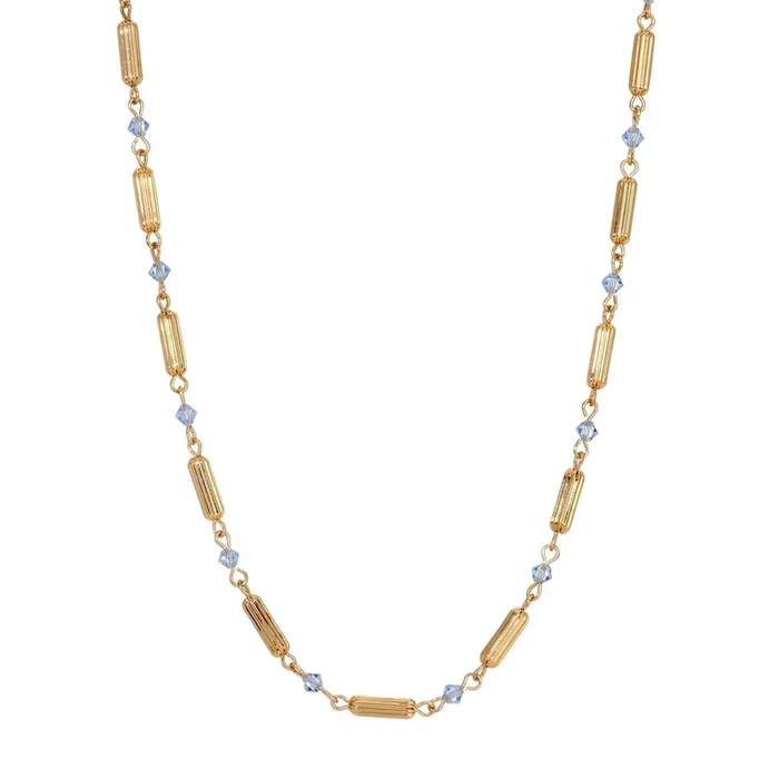 1928 Jewelry Gold Beaded Crystal Lantern Necklace 15″ + 3″ Extension
