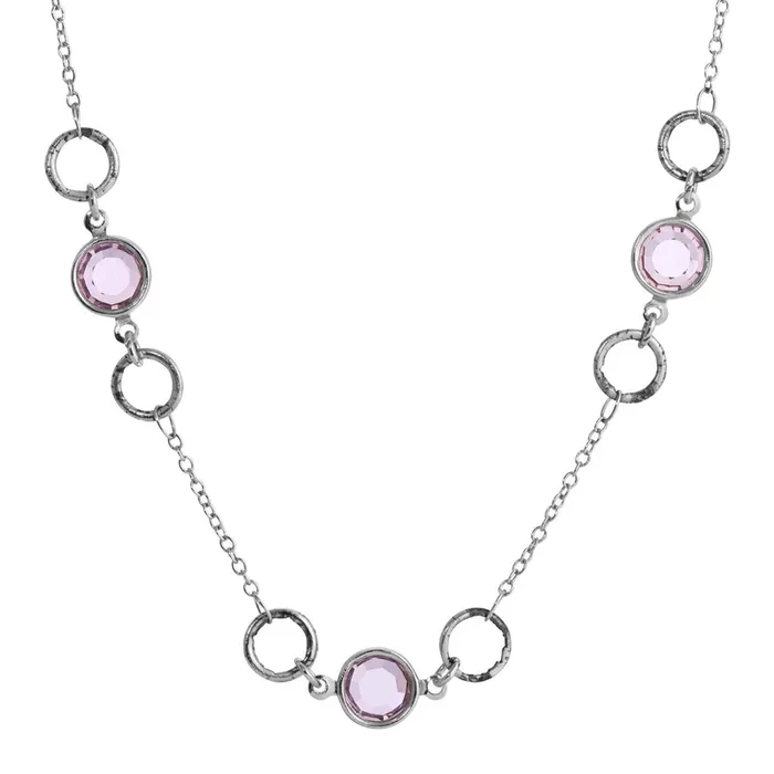 1928 Jewelry Light Amethyst Channel Crystal & Ring Chain Necklace 16″ + 3″ Extender