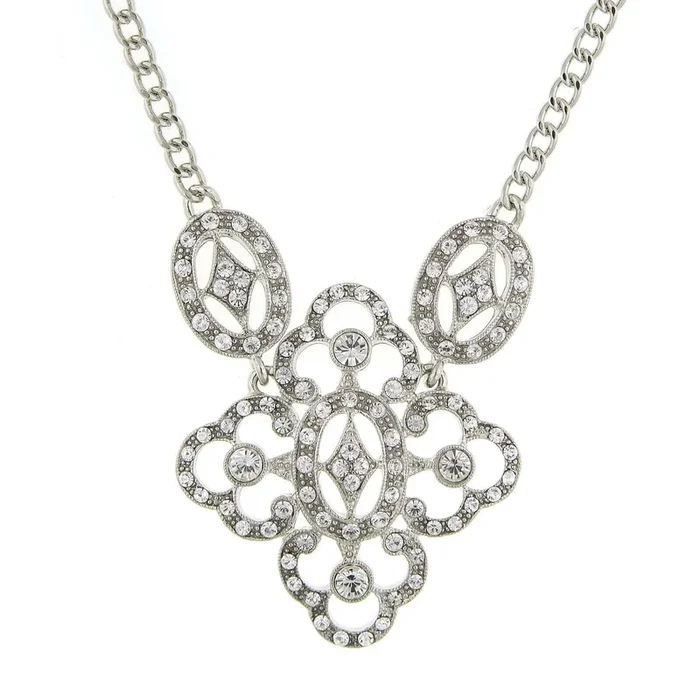 1928 Jewelry Multi Crystal Filigree Pendant Necklace 16″ + 3″ Extender