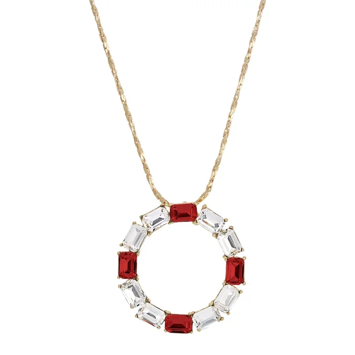 1928 Jewelry Multi Crystal Halo Pendant Necklace 18″