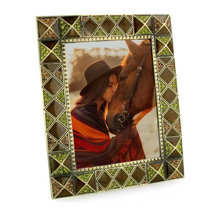 1928 Jewelry Pyramidal & Diamond Elegance Rectangular Crystal Picture Frame 3.5″ x 5″