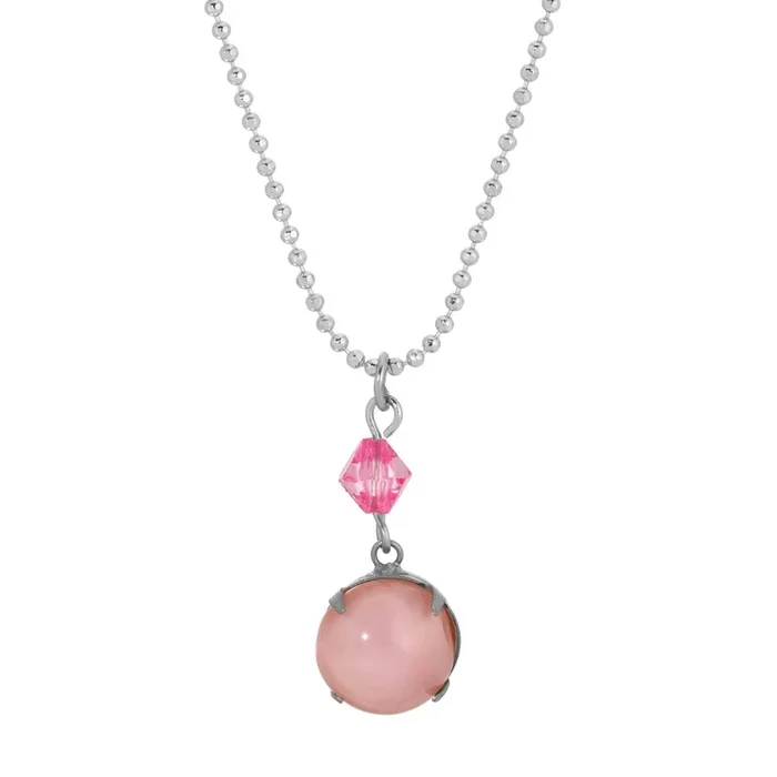 1928 Jewelry Roseate Paradise Fuchsia Bead Pink Moonstone Pendant Necklace 16″
