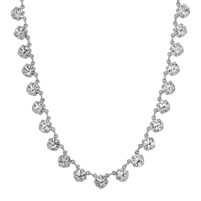 1928 Jewelry Round Multi Austrian Crystal Vintage Collar Necklace 15″ + 3″ Extension